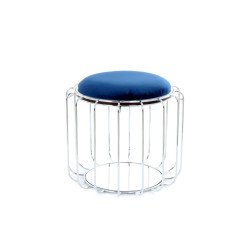 Beistelltisch / Pouf Comfortable 110 Dunkelblau / Silber