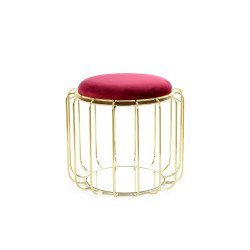 Beistelltisch / Pouf Comfortable 110 Rot / Gold